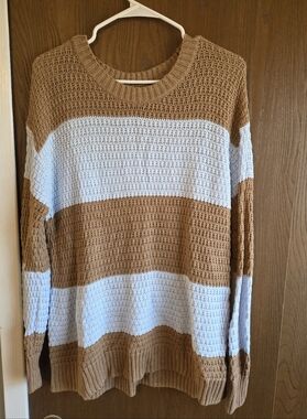 Old Navy Tunic-Length Waffle Knit Sweater in Camel Brown